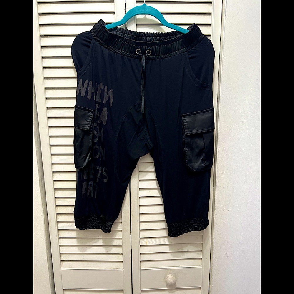 Black satin and cotton short